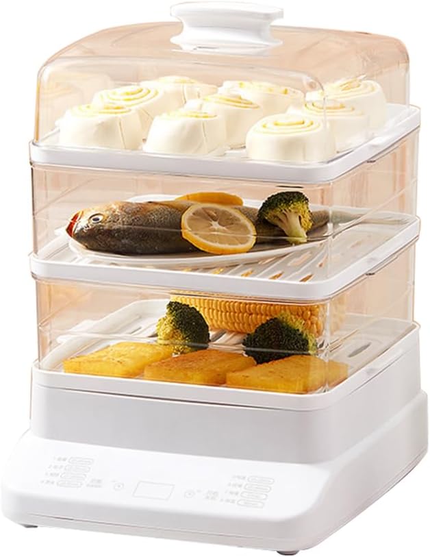 24L Electric Vegetable Steamer, 800W Multi-Tier Food Steamer with 3 BPA-Free Trays for Healthy Cooking, Fast and Efficient Meal Preparation, Ideal for Vegetables and Seafood