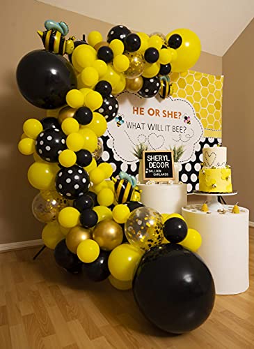 Bee Balloon Arch & Garland Kit - Mixed Yellow and Black Balloons for Bumble Bee Party - What Will It Bee Gender Reveal, Honey Bee Baby Shower, Happy Bee Day, Bee Birthday Party Decorations & Supplies