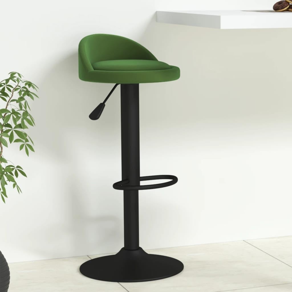 Chaise haute en velours vert foncé avec pied en acier stable pour salle à manger