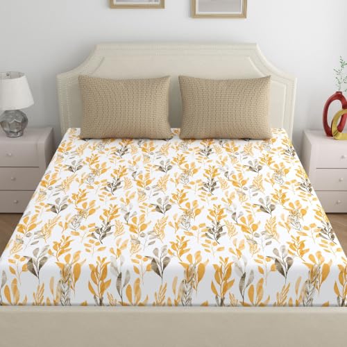 Image of Home Ecstasy 100% Cotton King Bedsheet with 2 Pillow Covers - (Size 87 x 108 inches, 140 TC, Colour - Brown)