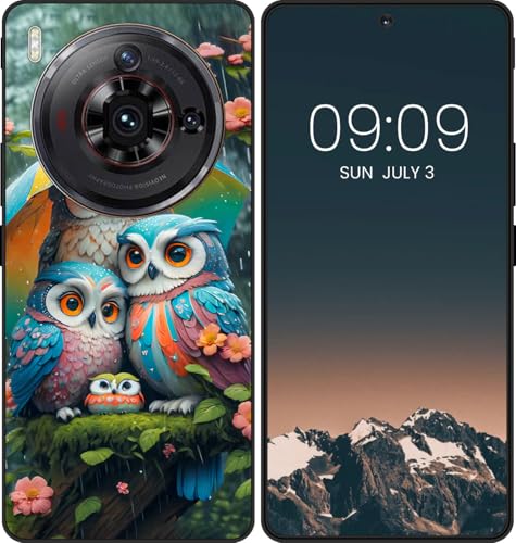 WUACYEAMING Funda Bonita para Nubia Z50S Pro,Carcasa con Aesthetic Lindo Dibujos,Ultrafina Suave TPU Antigolpes Case Divertidas Diseño Negro-Búho