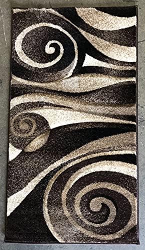 Sculptured Tapete moderno para puerta contemporáneo, diseño de biege marrón chocolate, 258 (2 pies x 3 pies 4 pulgadas)