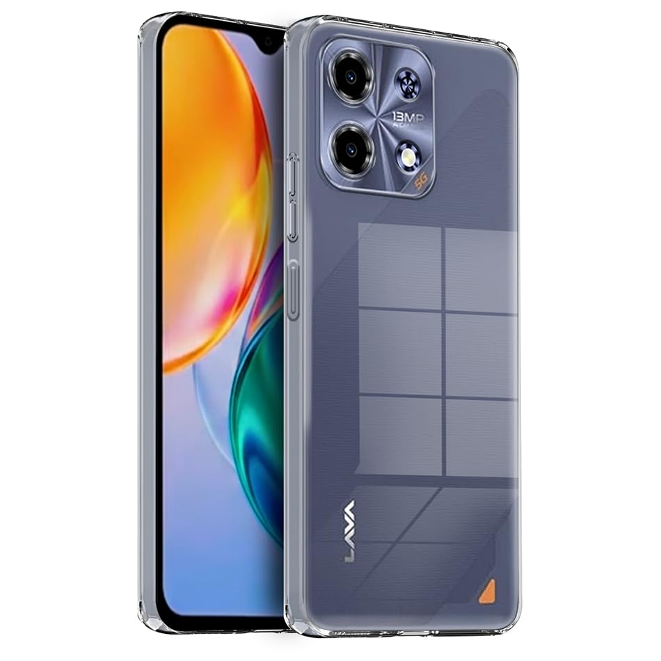 Image of Fashionury Shockproof Crystal Clear Back Cover for Lava Bold N2 5G | Transparent Back Case | Raised Bumps for Camera & Screen Protection for Lava Bold N2 5G