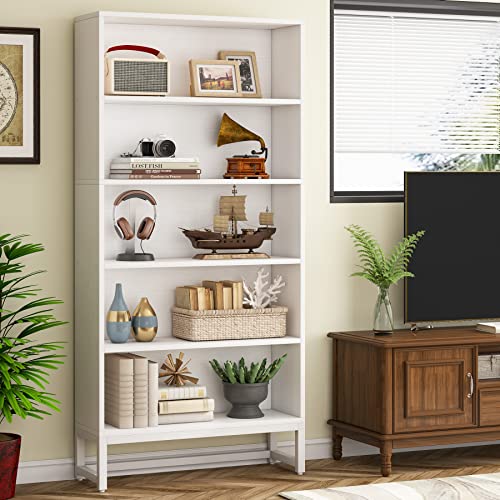 Image of Tribesigns Tall Bookcase and Bookshelf, 70.8 inch Large Bookcases Organizer with 5-Tier Storage Shelves, Heavy Duty Free-Standing Library Bookshelf Shelving Unit for Living Room, Bedroom, Office (White)