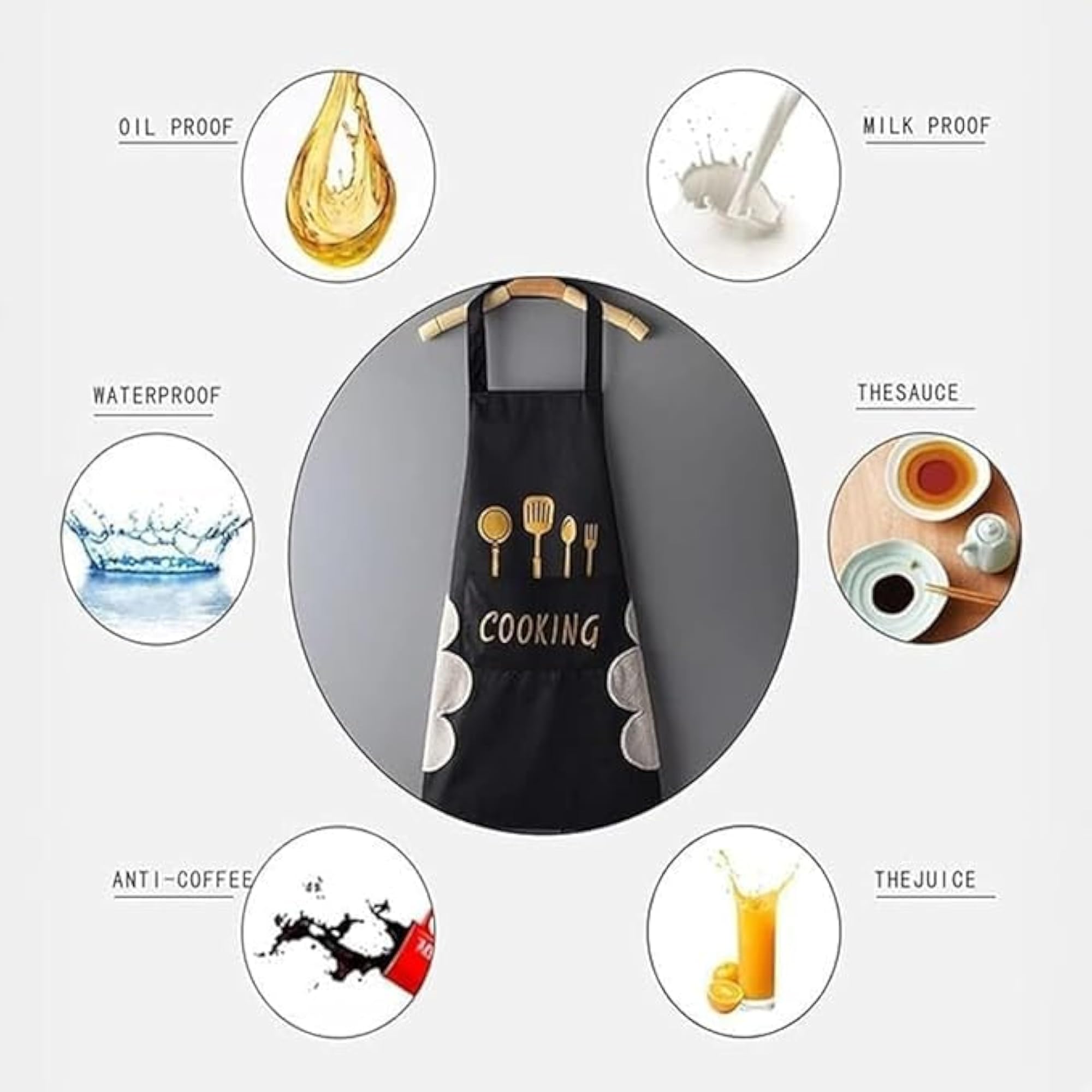 Waterproof Kitchen Apron with Pockets and Side Towel