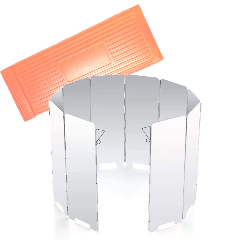 Excefore Camp Stove Windshield 10 Plates Aluminium Windscreen for BBQ Picnic Camping Equipment Outdoor Camping Stove Windshield 10 Plates Foldable Aluminum Cooker Windscreen for Picnic