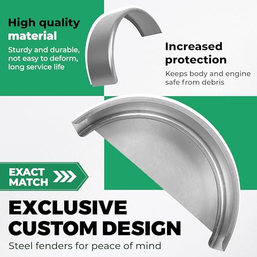 Image of HECASA Steel Round Single Axle Trailer Fender and Fender Back Fits | 14 inch to 16 inch Diameter Wheels - 32 inch x 9 inch x 15 inch