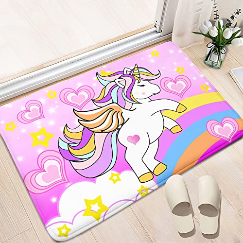 Unicorn Rugs For Girls Bedroom Rainbow Rugs Pink Unicorn Room Decor For Girls Bedroom Cute Cartoon Pattern Carpets Rug For Kids Playroom Living Room 2'×3' #TOP2