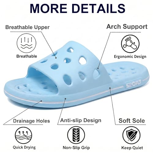Image of FINLEEO Shower Sandals with Drainage Holes - Quick Drying Bathroom & Gym Slippers for Men and Women