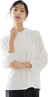 [リリヤーノ] ブラウス レディース 長袖 フリル襟ピンタック レースプルオーバー スーツインナー 通勤 オフィス フォーマル きれいめ カジュアル トップス