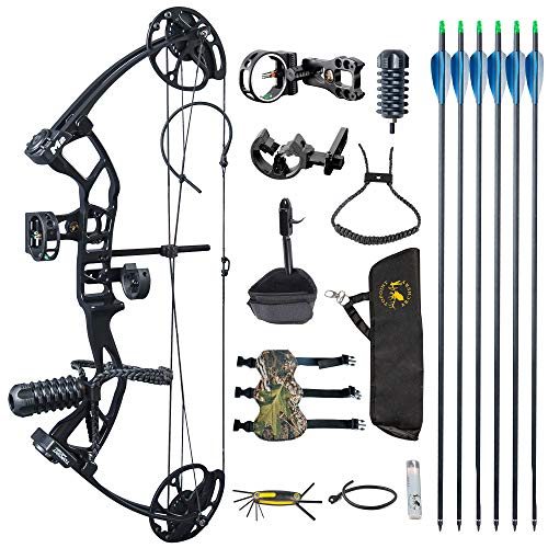 SHARROW Archery Compound Bow 10-40Lbs Adjustable 290Fps Hunting Bow and Arrow Set Adult Bow And Arrow Kids with All Accessories for Youth Beginners Outdoor Training Target Shooting (Black)