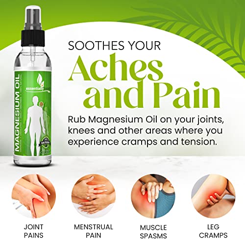 Magnesium Oil Spray - Large 8Oz Size - Extra Strength - 100% Pure For Less Sting - Less Itch - Essential Mineral Source - Made In Usa #TOP3