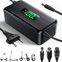 42V 2A E Scooter Ladegerät mit LED Anzeige der Ladung (%), Hoverboard Ladekabel mit 4 Anschlüssen, Universelles Ladegerät für Alle Lithium Batterien 36V, kompatibel mit N-inebot, Xiaomi
