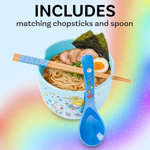 Image of Silver Buffalo Rainbow Brite and Twink, Ramen Bowl with Chopsticks, 20oz | Ceramic, Includes Spoon, Noodle Rice Bowl, Microwave Safe, 0.59 Liters