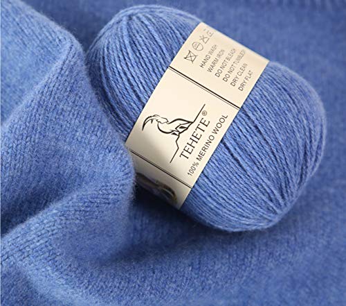 Image of 100% Merino Wool Yarn for Knitting 3-Ply Luxury Warm Soft Lightweight Crochet Yarn (Star Blue)