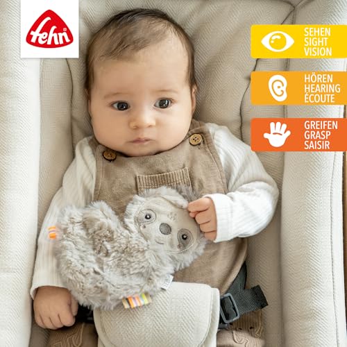 Fehn Knister-Faultier – Activity-Rascheltier zum Greifen, Lauschen, Spielen & Geräusche erzeugen - fördert Babys Sinne & Motorik - idealer Begleiter für Babys und Kleinkinder ab Geburt