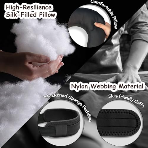 Image of Bondage Sex Restraints for Couples with Detachable Neck-to-Thigh BDSM Toys | Silk-Filled Neck Pillow Couples Sex Toys with Adjustable Handcuffs & Leg Restraints Straps for Adult Kinky Pleasure