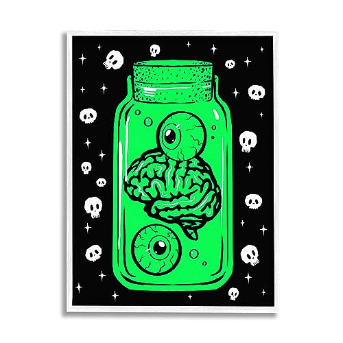 Image of 'Spooky Specimen Jar'| Framed Giclee Art | Stupell Industries | White, 24 x 30 Inches, Easy to Hang and Sturdy, Made in USA, by Ziwei Li