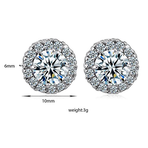 Kredy 18K White Gold Plated Cubic Stud Crystal Zirconia Fashion Hoop Clip On Wedding Earrings For Women Girls #TOP1