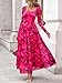 BTFBM Women Maxi Dress Fall 2025 Fashion Elegant Long Sleeve Square Neck Floral Print Party Club Wedding Guest Dresses(Floral Rose Red,Small)