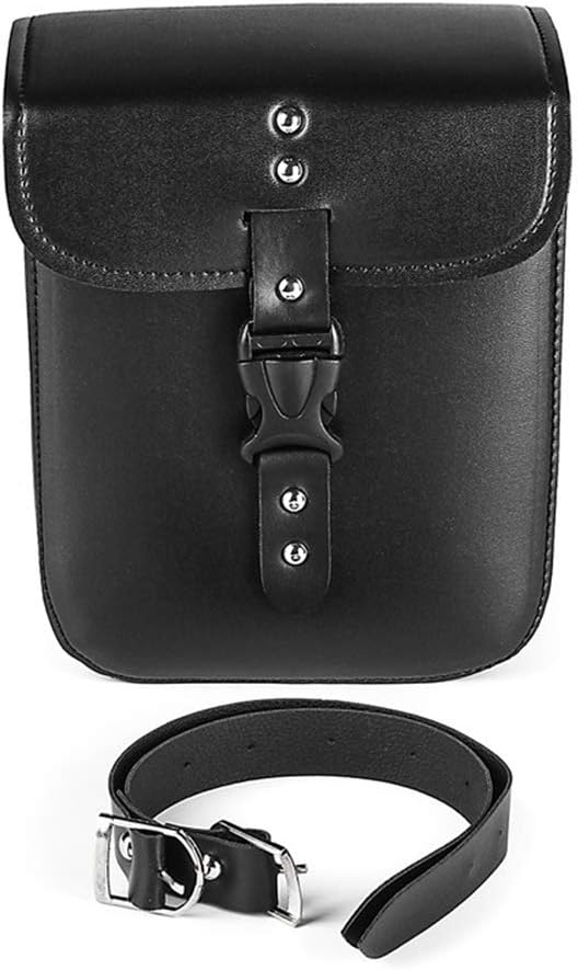 1 X Motorcycle Small Side Saddle Bag PU Leather Waterproof Motorbike Tank Bag Side Luggage Black