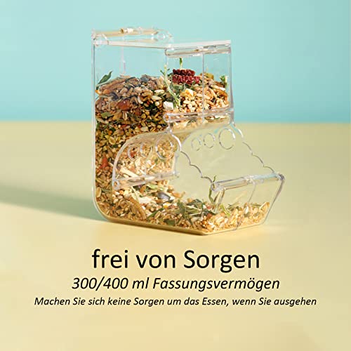 VERTUPET Hamster Futterspender, Automatischer Hamsterfutterautomat, Große Kapazität, Transparent, Schwerkraft-Futterstation Geeignet für Hamster, Meerschweinchen, Papageien, Mini-Igel (400ml)