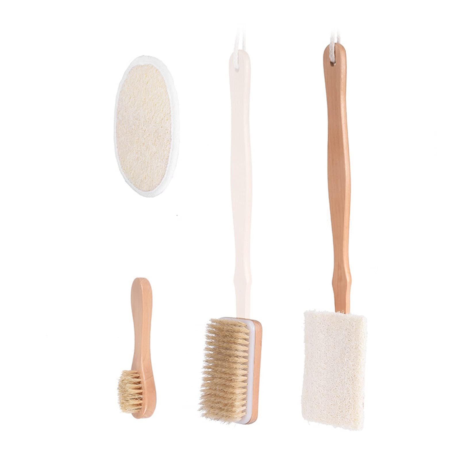HMTE Cepillo Cepillo para Ducha Kit de exfoliación Exfoliante, Cepillo seco, Esponja Vegetal para Fregar la Espalda Toallas