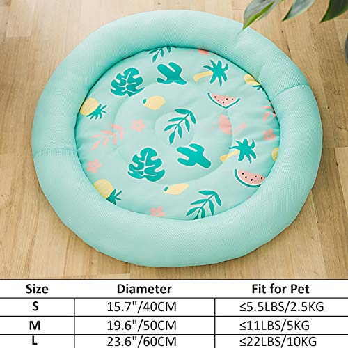 Rozkitch Cooling Dog Bed, Soft Summer Ice Pet Pad Cushion For Small Dog Sleeping, Round Breathable Mat With Waterproof Cover And Bottom, Non-Slip Back Washable Green 15.7"/19.6"/23.6" Dia. #TOP4