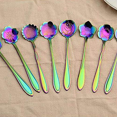 Set di posate 16 pezzi fiore cucchiaino set in acciaio inox gelato dessert cucchiaio piccolo caffè cucchiaio latte mescolare strumento 04