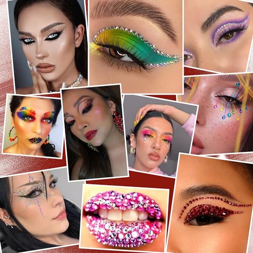 B7000 Clear Glue with 4000PCS Silver Clear Rhinestones for Crafts Clothing Fabric Shoes, Glue Fix Flatback Gems for Nails Face Jewelry, Mixed 5 Sizes 2mm 3mm 4mm 5mm 6mm Gemstones Bejeweled Kit