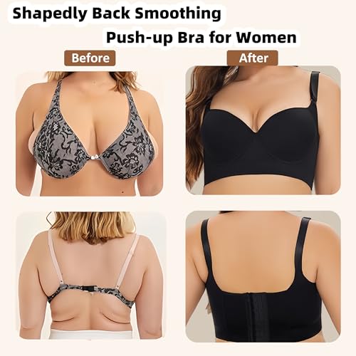 Image of Women's Push Up Bra Hide Back Fat Full Coverage Bras with High Support Plus Size T-Shirt Bra for Smoothing Back