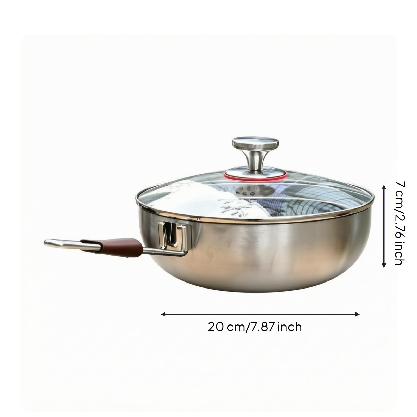 perfk Sauteuse avec Couvercle En Verre, Couvercle Poêle 26CM