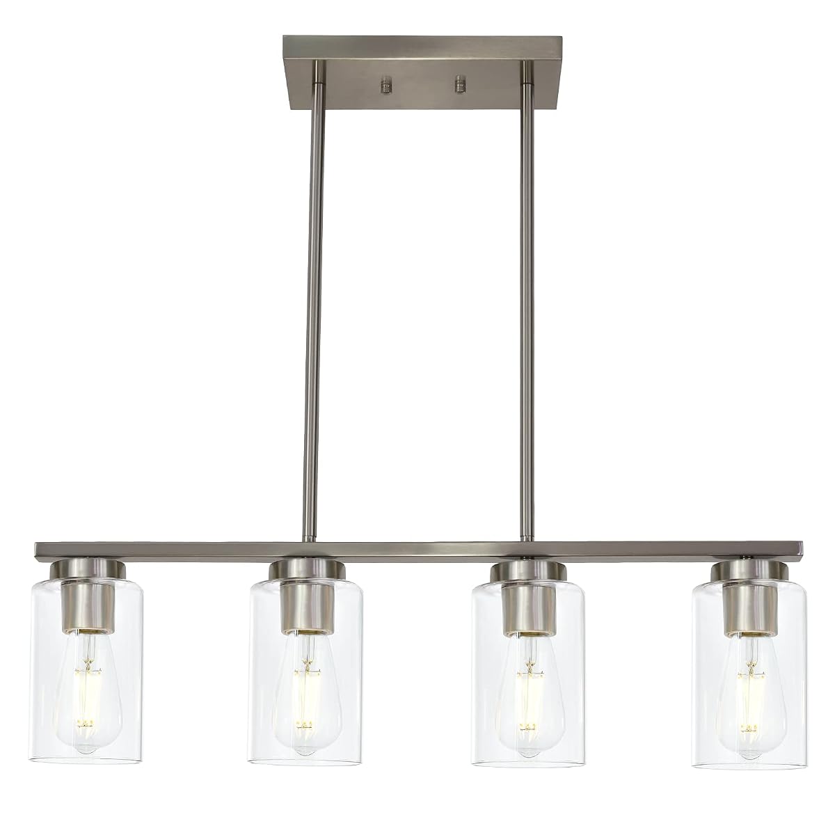 TODOLUZ Modern Kitchen Island Light, 4-Lights, Clear Glass Shades, Metal,
