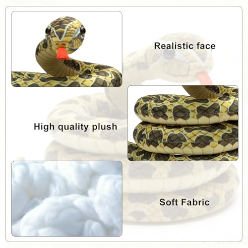 DAWRIS 200cm Plüsch Schlange, Realistische Python Kuscheltier Große Schlange Stofftier, Witzige Plüschtiere Spielzeug Schlanges, Kuschelschlange, Snake Prank Requisiten