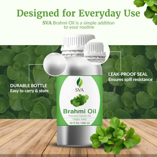 Image of SVA Brahmi Oil - 32 Fl Oz - for Face, Skin Care, Hair Care, Scalp Massage & Body Massage