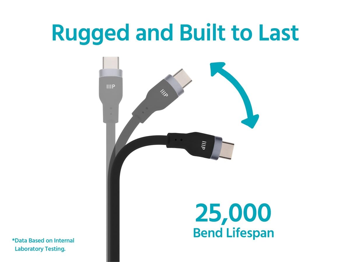 Monoprice USB 2.0 USB-C to USB-C Silicone Cable 3ft Black - Image 5