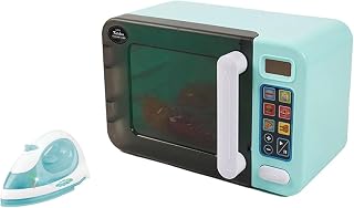 Microondas de juguete con luces y sonidos, plato giratorio interior, teclado interactivo cocina con plancha – Juego educativo 3 años + idea regalo