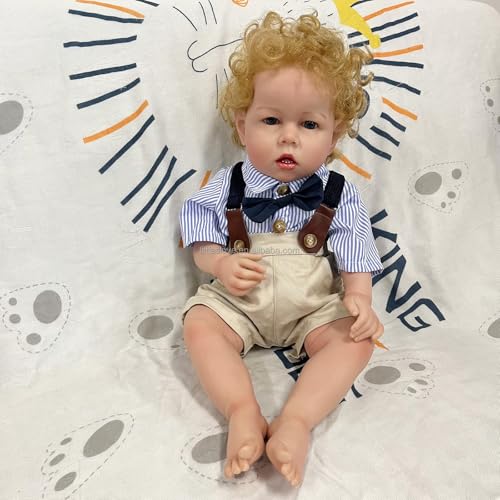 ROSHUAN Muñecas realistas Reborn Baby Boy - Muñecas realistas de 51 cm de silicona de cuerpo completo, muñecas de bebé recién nacido, muñecas de pelo rubio con accesorios