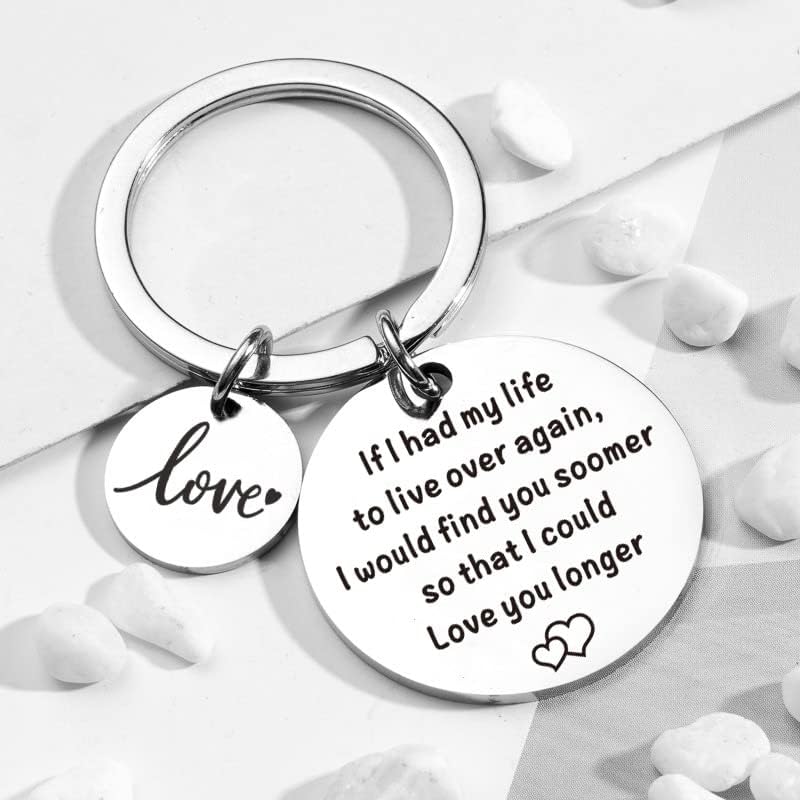 Miniatura 2 de Llavero de regalo de aniversario de Navidad para parejas, con texto en inglés "If I Had My Life to Live Over Again", llavero para novio, esposa,