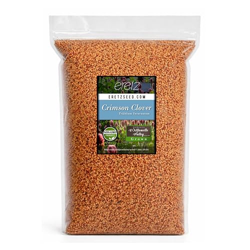 Crimson Clover Seed by Eretz (5lb) - Choose Size! Premium Willamette Valley, Oregon Grown Non-GMO...