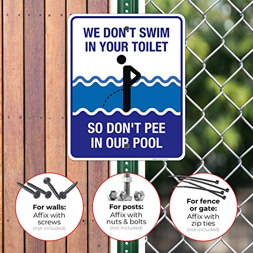Cartel divertido para piscina 24x30 pulgadas aluminio miniatura 4
