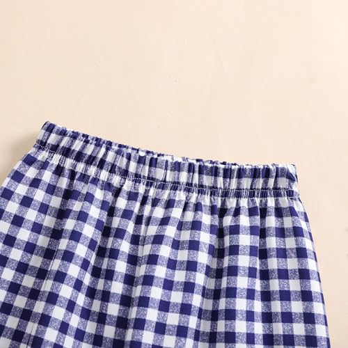 Toddler Baby Boy Girl Gingham Pants Retro Elastic Waist Checkered Plaid Long Pants Casual Sweatpants Bottoms2