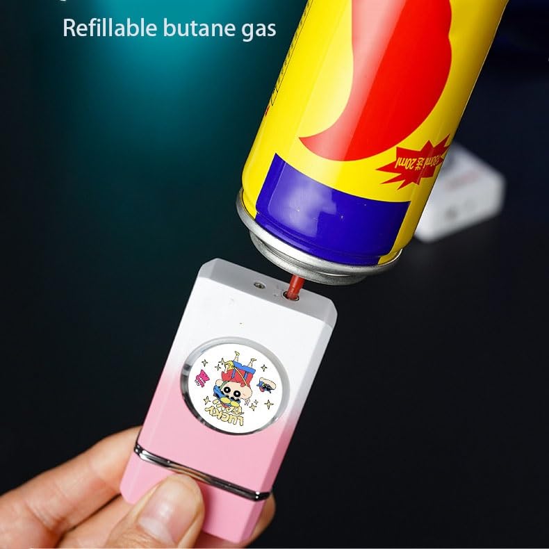 Encendedor de butano de metal con llama azul recargable 6