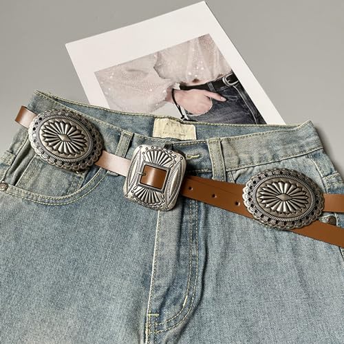 PU Waist Belts With Carved Floral Buckle Thin Adjustable Waist Belt Woman Girls Jeans Dresses Skirt Coat Waistband4