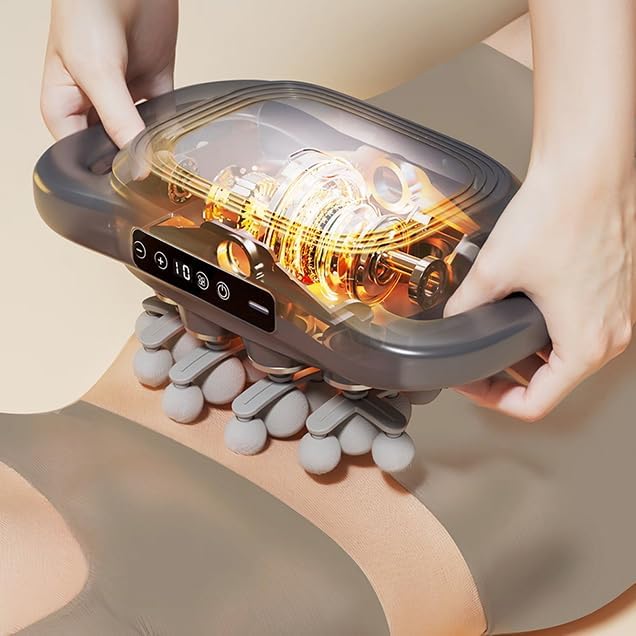 Miniatura 6 de Pistola de masaje silenciosa de 28 cabezas con terapia de luz roja, masajeador de percusión de tejido profundo de 9 velocidades para atletas,