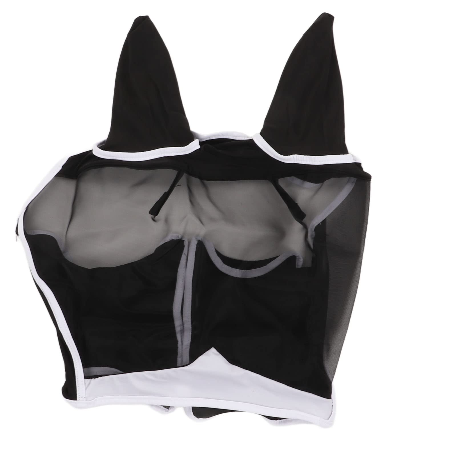 cardyven Mesh Horse Fly Mask, Elastic Protection Mask for Horses Detachable Breathable Horse Fly Mask with Ears Horse Face Covering for Riding Supplies (L)