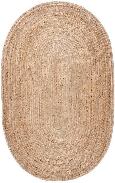 Alfombra ovalada de yute natural, alfombra decorativa bohemia tejida a mano