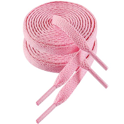 VSUDO 54 Inch Flat Light Pink Shoe Laces for Sneakers, Light Pink Shoelace for Sneakers, Shoe String for Sneakers, Light Pink Replacements Sneaker Shoe Lace for Women or Men (2 Pairs-Light Pink-137CM)