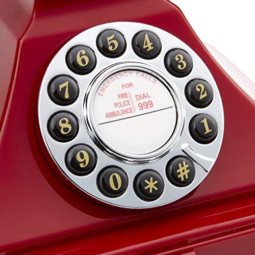 Teléfono telefónico clásico GPO rojo con botones miniatura 3