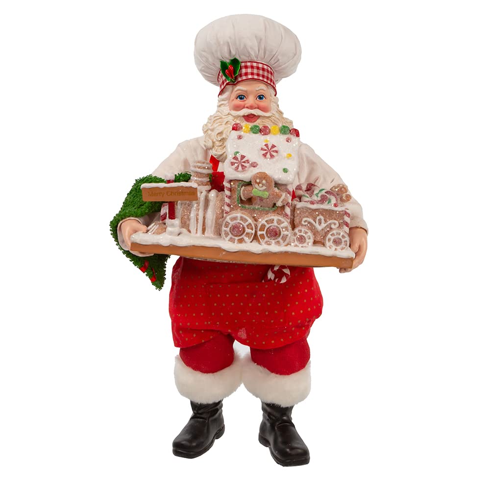 Kurt Adler Père Noël en Tissu avec Train en Pain d'épice 28 cm